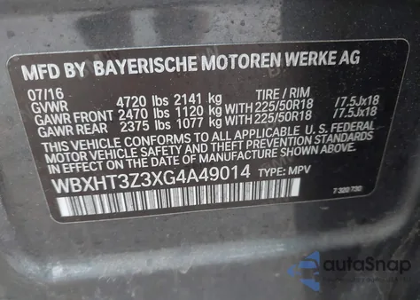 2016 BMW X1 xDrive28I z USA, uszkodzony, nr VIN WBXHT3Z3XG4A49014